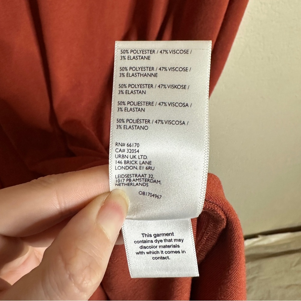 FREE PEOPLE BEACH burnt orange Good Feels slim midi dress M - Picture 7 of 10
